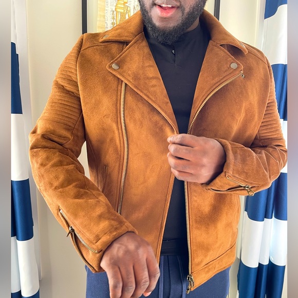 Faux Suede Biker Jacket - Picture 3 of 6